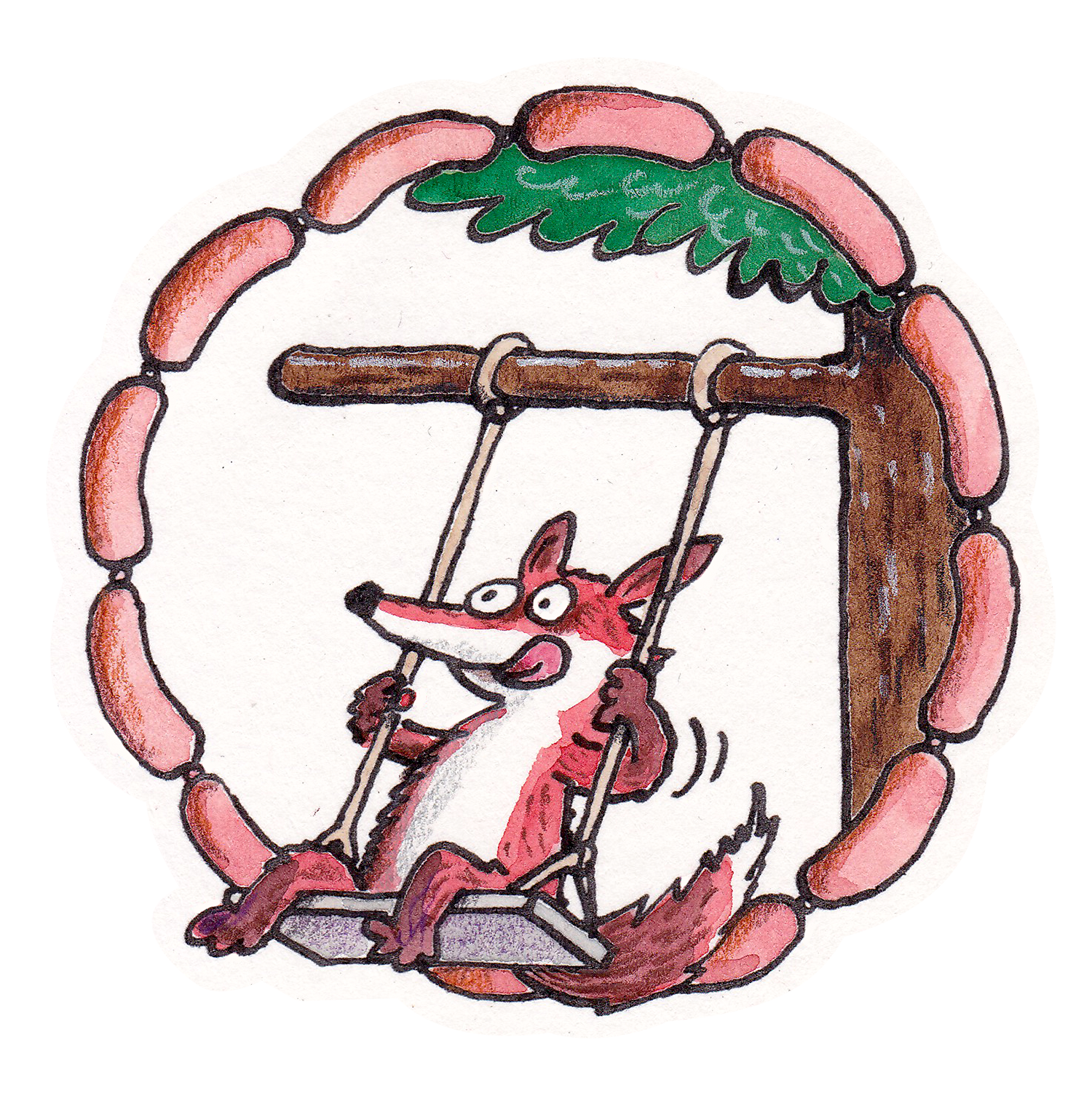 Der Tofuchs schaukelt im Wurstkranz